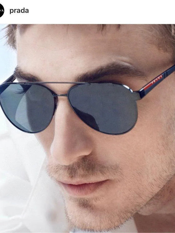 PRADA SPS54T 1AB5Z1 58 Polarized Men's Pilot Sunglasses✨