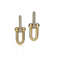 Tiffany&Co 18k Gold Plated 12 models Long Earrings Chain Link Diamond luxury Designer Jewelry for Women's Lock graduated Pavé Diamonds ✨