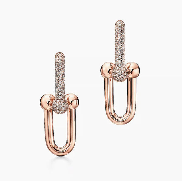 Tiffany&Co 18k Gold Plated 12 models Long Earrings Chain Link Diamond luxury Designer Jewelry for Women's Lock graduated Pavé Diamonds ✨