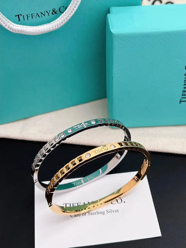 Tiffany&Co 18k gold plated Hinged Style Bangle bracelets ✨