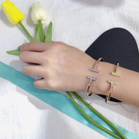 Tiffany&Co 18k gold plated Hinged T bracelet Style bangle ✨