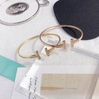 Tiffany&Co 18k gold plated Hinged T bracelet Style bangle ✨