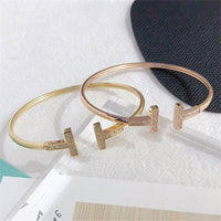 Tiffany&Co 18k gold plated Hinged T bracelet Style bangle ✨