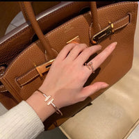 Tiffany&Co 18k gold plated Hinged T bracelet Style bangle ✨