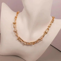 Tiffany&Co 18k Gold Plated Jewelry For Women Long Lock graduated link Necklace in yellow rose silver with Pavé Diamonds