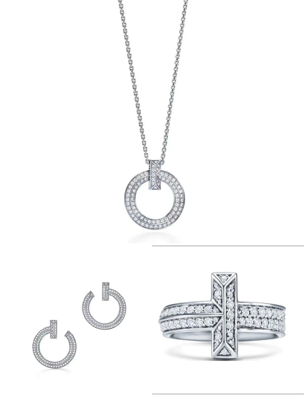 Tiffany&Co 18K Gold Plated Jewelry For Women T1 Circle Pendant Necklace in yellow rose silver with Zircon✨