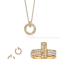 Tiffany&Co 18K Gold Plated Jewelry For Women T1 Circle Pendant Necklace in yellow rose silver with Zircon✨