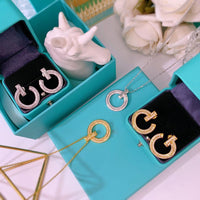 Tiffany&Co 18K Gold Plated Jewelry For Women T1 Circle Pendant Necklace in yellow rose silver with Zircon✨