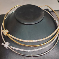 Tiffany&Co 18K Gold Plated Knot Double Row Necklace with Diamonds ✨
