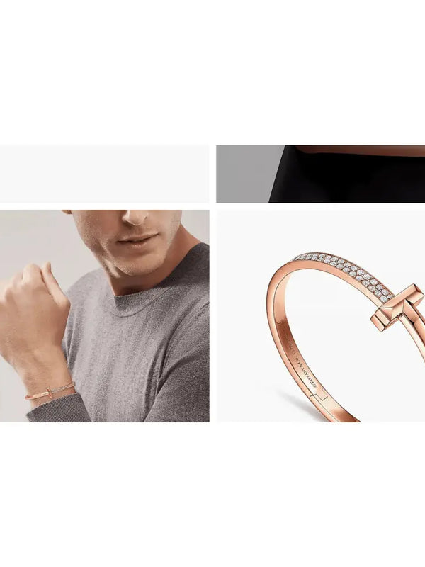 '- Tiffany&Co 18k gold plated Unisex Love Couple Hinged Style Bangle lock bracelets silver rose yellow gold 9 models with box fits 17cm-6.69inch✨