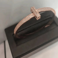 '- Tiffany&Co 18k gold plated Unisex Love Couple Hinged Style Bangle lock bracelets silver rose yellow gold 9 models with box fits 17cm-6.69inch✨