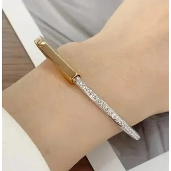 Tiffany&Co 18k gold plated Unisex Unique Style Bangle lock bracelets fashion silver rose yellow gold with box fits 16-21 cm ✨