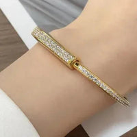 Tiffany&Co 18k gold plated Unisex Unique Style Bangle lock bracelets fashion silver rose yellow gold with box fits 16-21 cm ✨