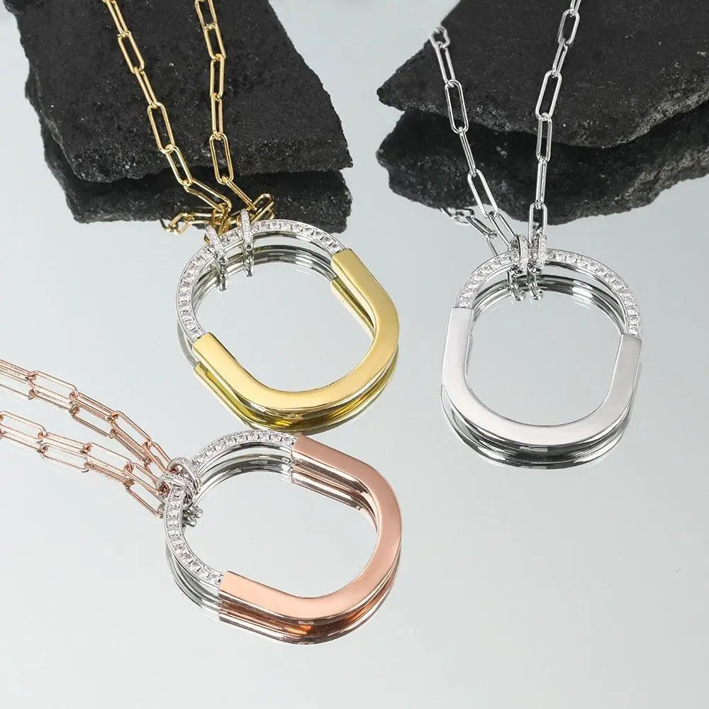Tiffany&Co 18k Gold plated Unisex Unique Style Bangle Lock Pendant Necklace ✨
