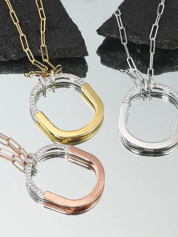 Tiffany&Co 18k Gold plated Unisex Unique Style Bangle Lock Pendant Necklace ✨