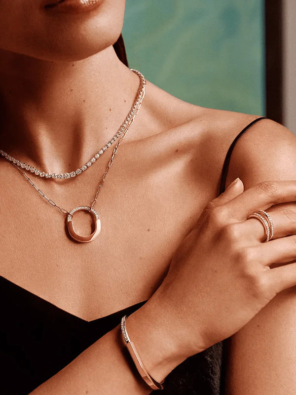 Tiffany&Co 18k Gold plated Unisex Unique Style Bangle Lock Pendant Necklace ✨