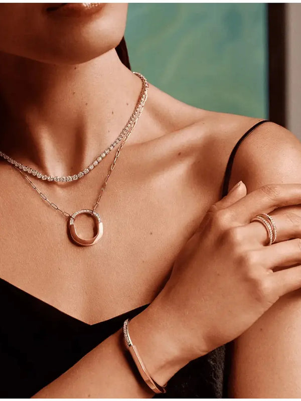 Tiffany&Co 18k Gold plated Unisex Unique Style Bangle Lock Pendant Necklace ✨