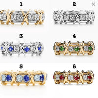 Tiffany&Co 18K Yellow Gold and Platinum Plate Estate Sixteen Stone Ruby and and Diamond Ring White-Yellow gold “X,” the popular symbol of love 6 models