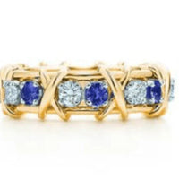 Tiffany&Co 18K Yellow Gold and Platinum Plate Estate Sixteen Stone Ruby and and Diamond Ring White-Yellow gold “X,” the popular symbol of love 6 models