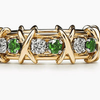 Tiffany&Co 18K Yellow Gold and Platinum Plate Estate Sixteen Stone Ruby and and Diamond Ring White-Yellow gold “X,” the popular symbol of love 6 models
