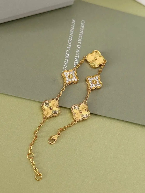 Van Cleef Vintage Alhambra Bracelet 18K Gold Plated Women's Jewelry 19 models✨