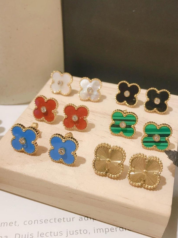 Van Cleef Vintage Alhambra Earrings 18K Gold Plated Women's Jewelry5 models ✨