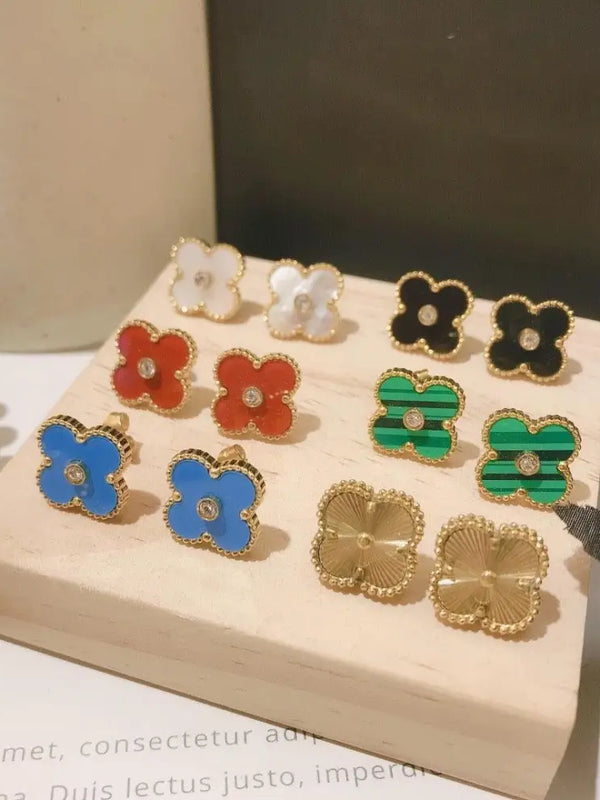 Van Cleef Vintage Alhambra Earrings 18K Gold Plated Women's Jewelry5 models ✨