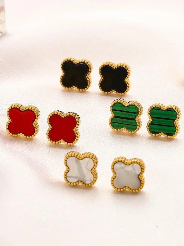 Van Cleef Vintage Alhambra Earrings 18K Gold Plated Women's Jewelry5 models ✨
