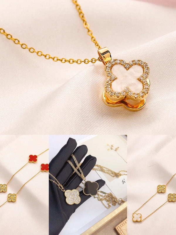 Van Cleef Vintage Alhambra Necklace 18K Gold Plated Women's Jewelry 10 models✨
